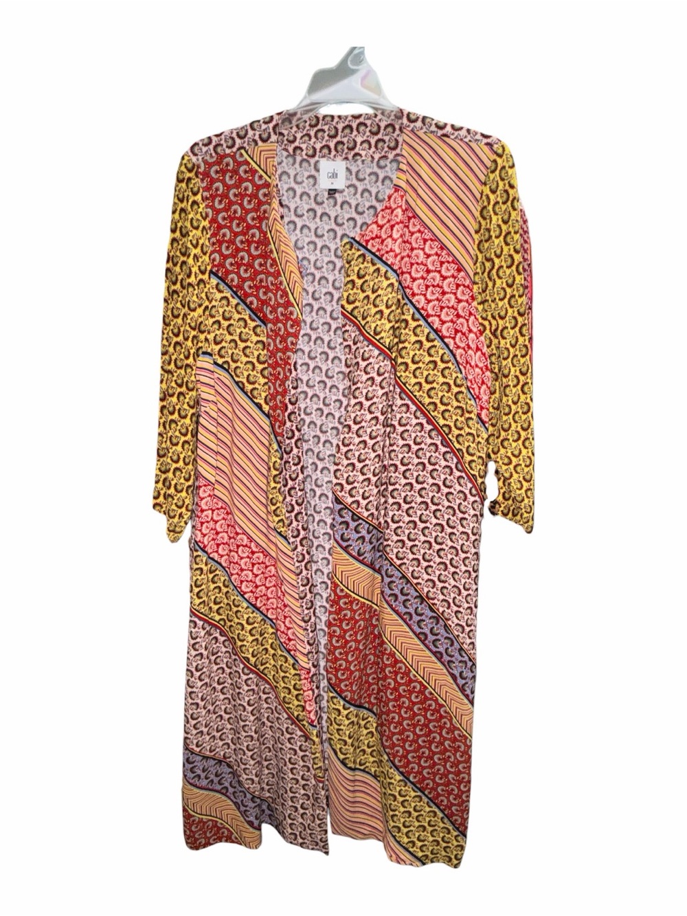CAbi Multicolor Patchwork floral Duster/Kimono, Size Medium, NWOT